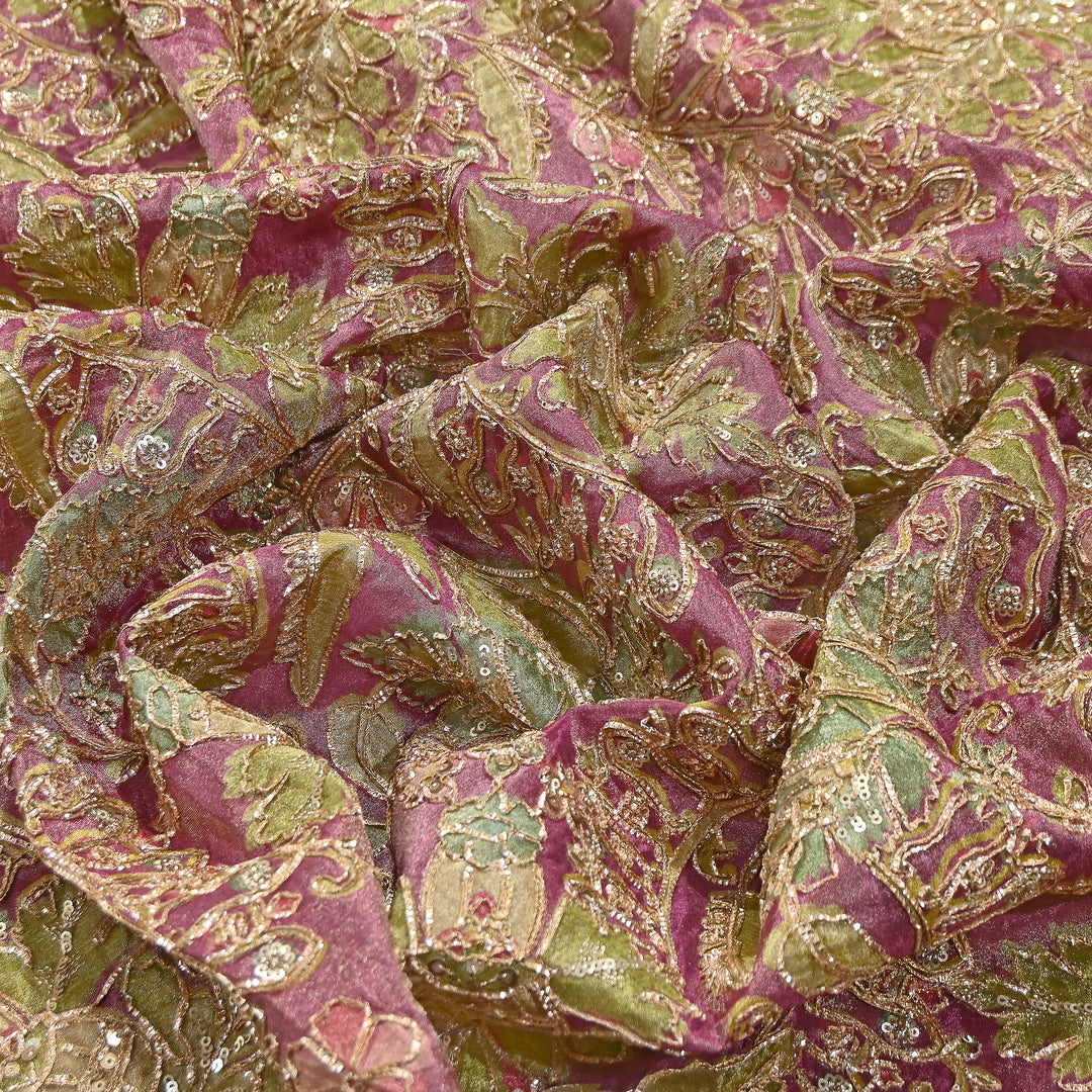 Dyed Tissue Gota Patti Embroidery Fabric | VI3548C-01