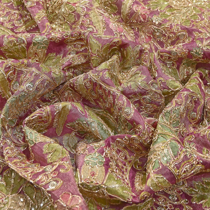 Dyed Tissue Gota Patti Embroidery Fabric | VI3548C-01