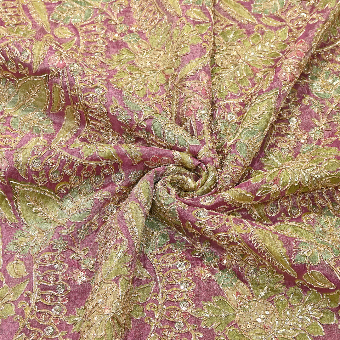 Dyed Tissue Gota Patti Embroidery Fabric | VI3548C-01