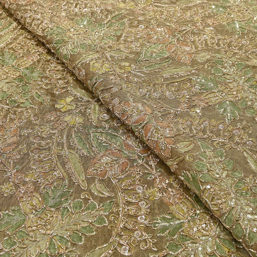Dyed Tissue Gota Patti Embroidery Fabric | VI3548C-02