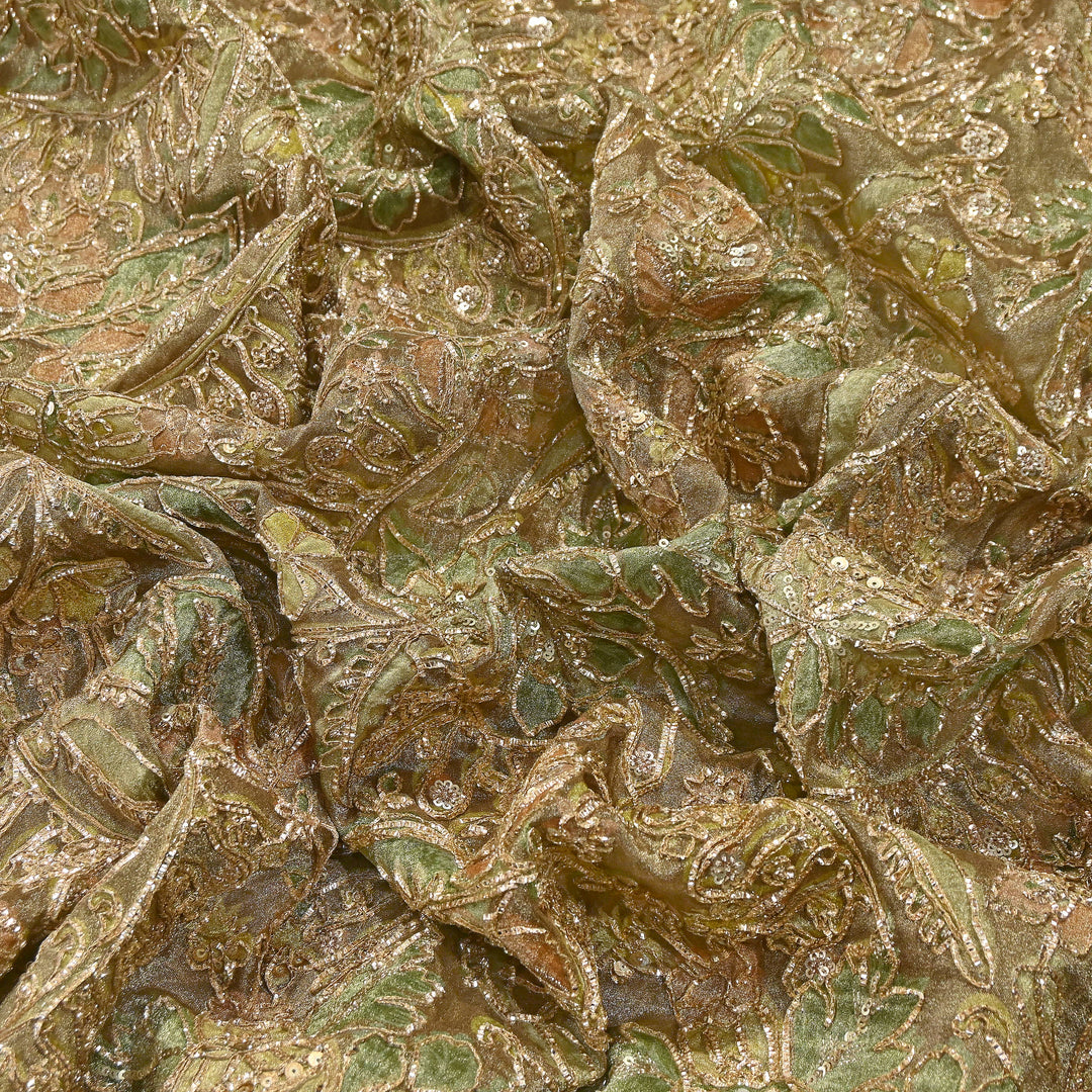 Dyed Tissue Gota Patti Embroidery Fabric | VI3548C-02