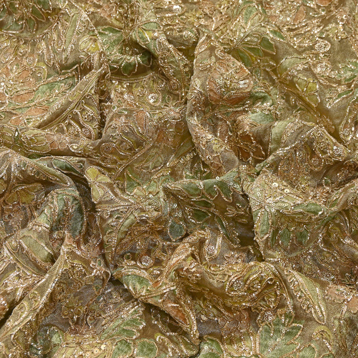 Dyed Tissue Gota Patti Embroidery Fabric | VI3548C-02