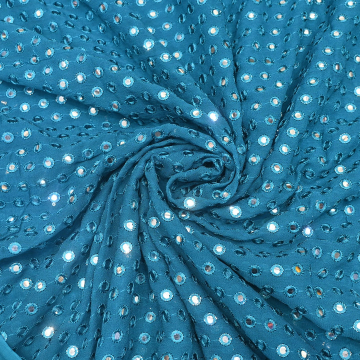 Dyed Viscose Georgette Mirror Embroidery Fabrics