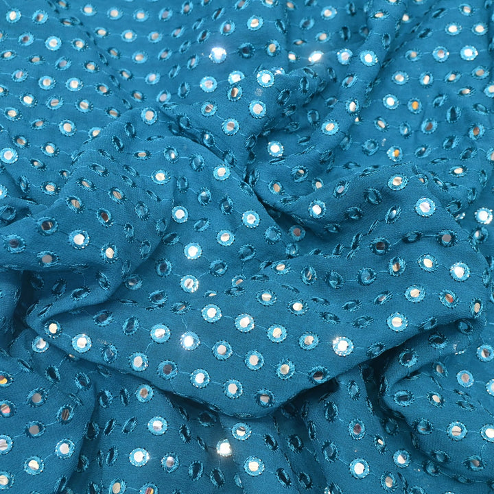Dyed Viscose Georgette Mirror Embroidery Fabrics