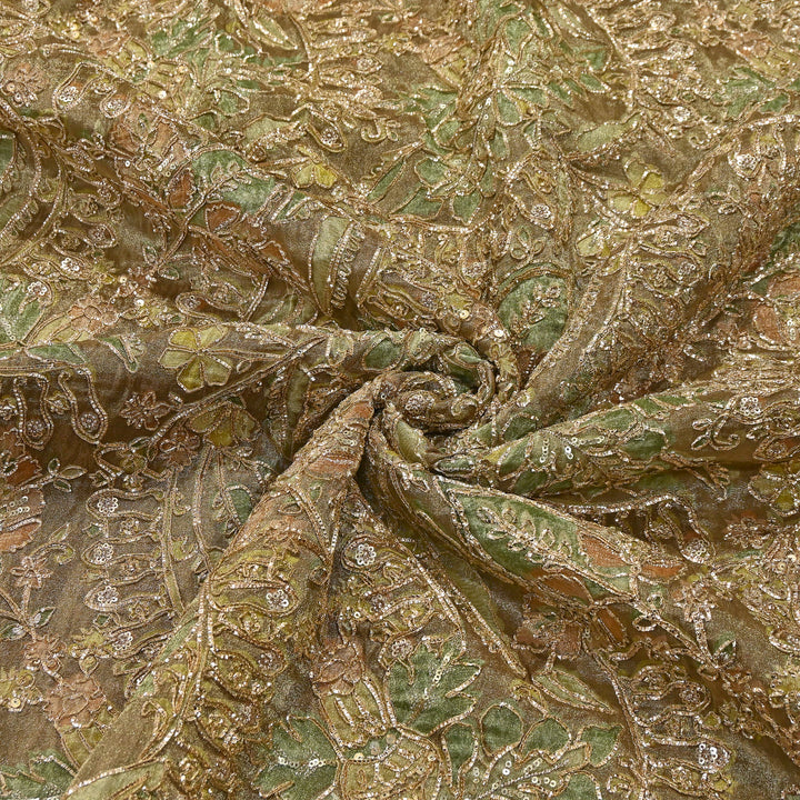 Dyed Tissue Gota Patti Embroidery Fabric | VI3548C-02