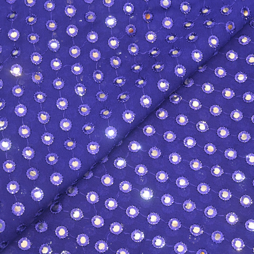 Dyed Viscose Georgette Mirror Embroidery Fabrics