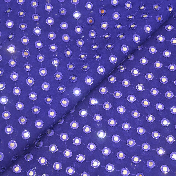 Dyed Viscose Georgette Mirror Embroidery Fabrics