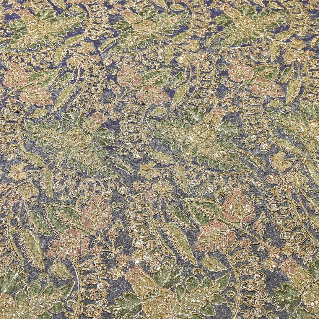 Dyed Tissue Gota Patti Embroidery Fabric | VI3548C-03