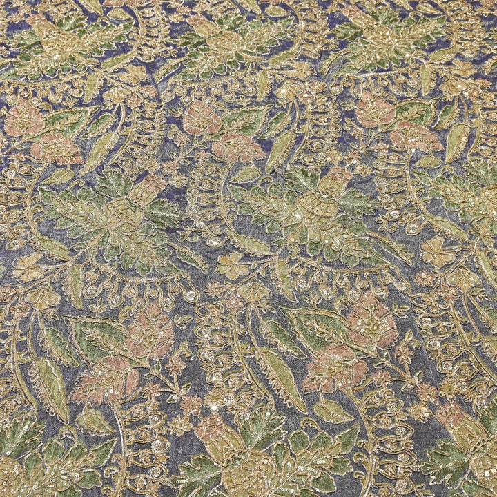 Dyed Tissue Gota Patti Embroidery Fabric | VI3548C-03
