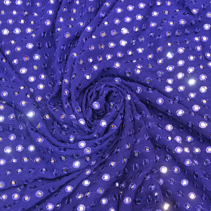 Dyed Viscose Georgette Mirror Embroidery Fabrics