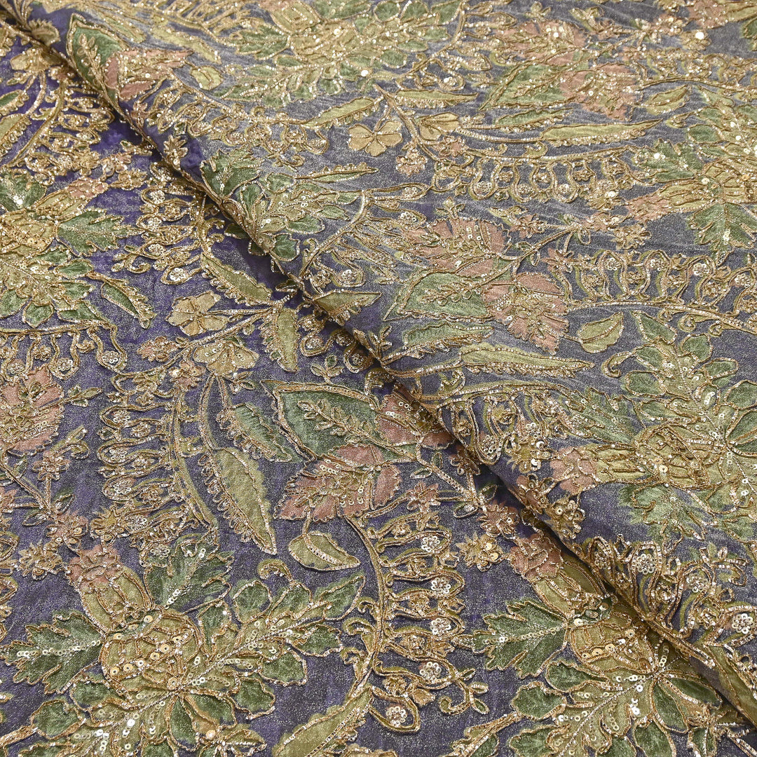 Dyed Tissue Gota Patti Embroidery Fabric | VI3548C-03