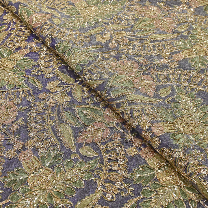 Dyed Tissue Gota Patti Embroidery Fabric | VI3548C-03