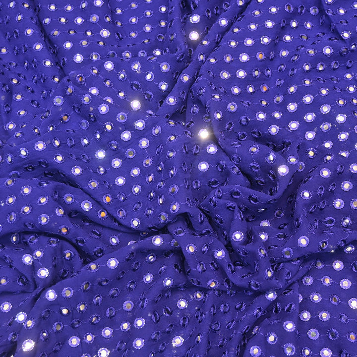 Dyed Viscose Georgette Mirror Embroidery Fabrics