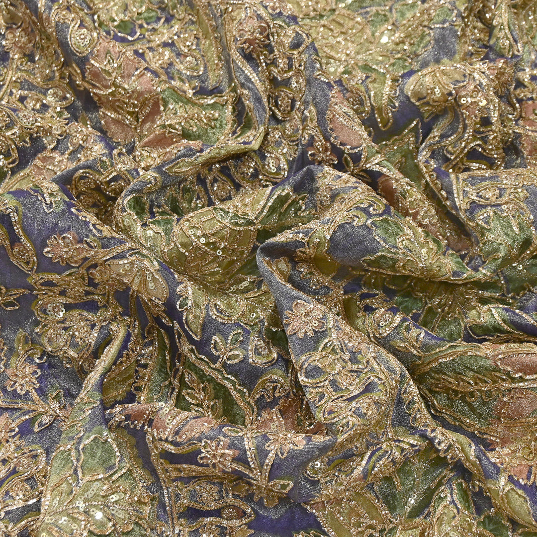 Dyed Tissue Gota Patti Embroidery Fabric | VI3548C-03