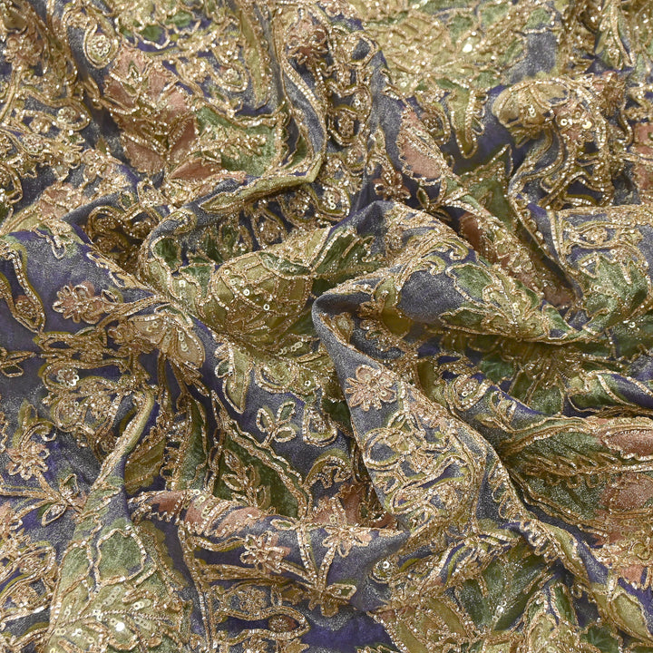 Dyed Tissue Gota Patti Embroidery Fabric | VI3548C-03