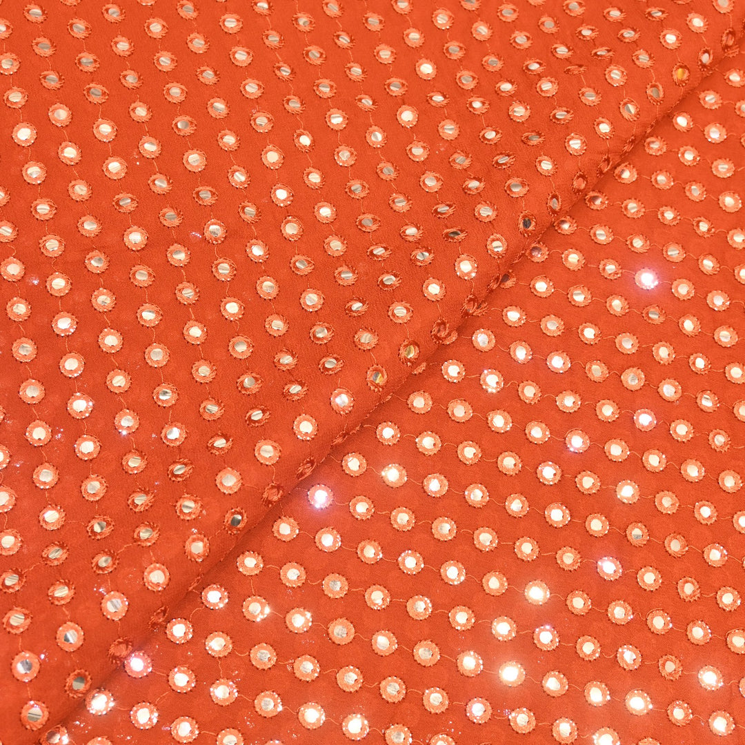 Dyed Viscose Georgette Mirror Embroidery Fabrics