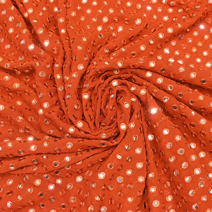 Dyed Viscose Georgette Mirror Embroidery Fabrics