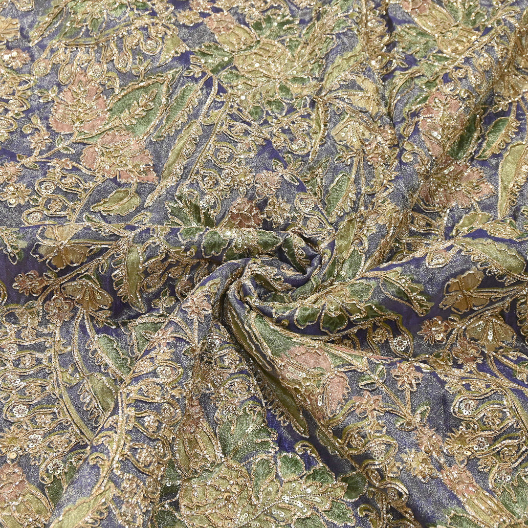 Dyed Tissue Gota Patti Embroidery Fabric | VI3548C-03