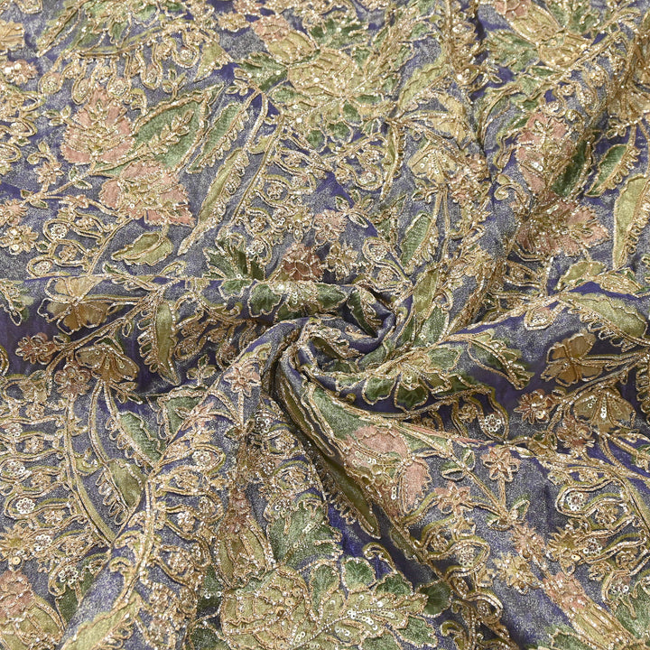 Dyed Tissue Gota Patti Embroidery Fabric | VI3548C-03