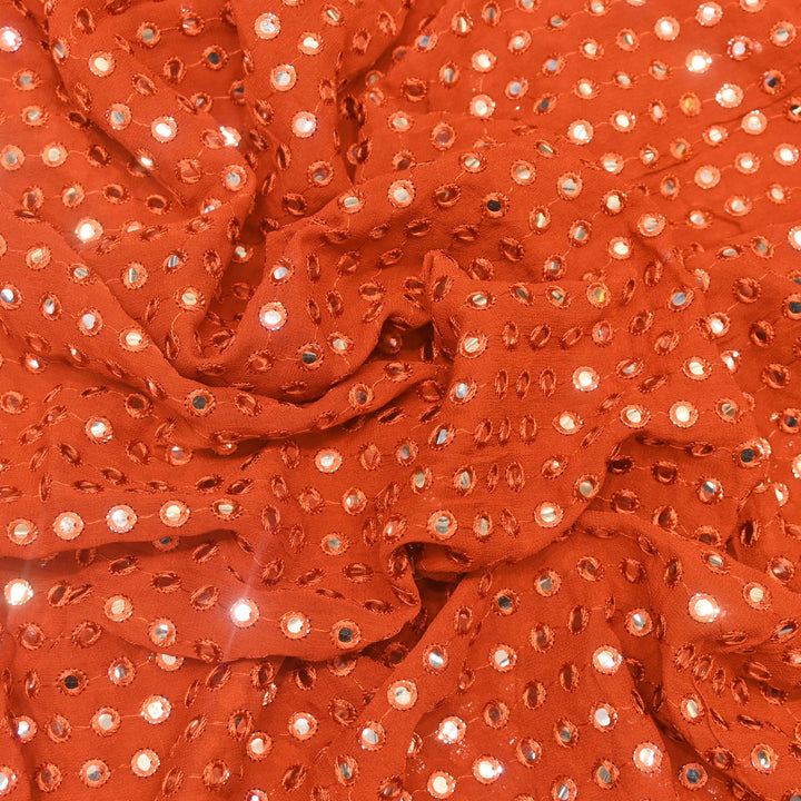 Dyed Viscose Georgette Mirror Embroidery Fabrics