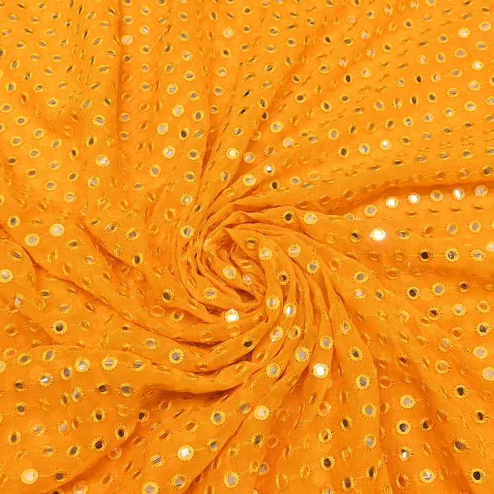 Dyed Viscose Georgette Mirror Embroidery Fabrics