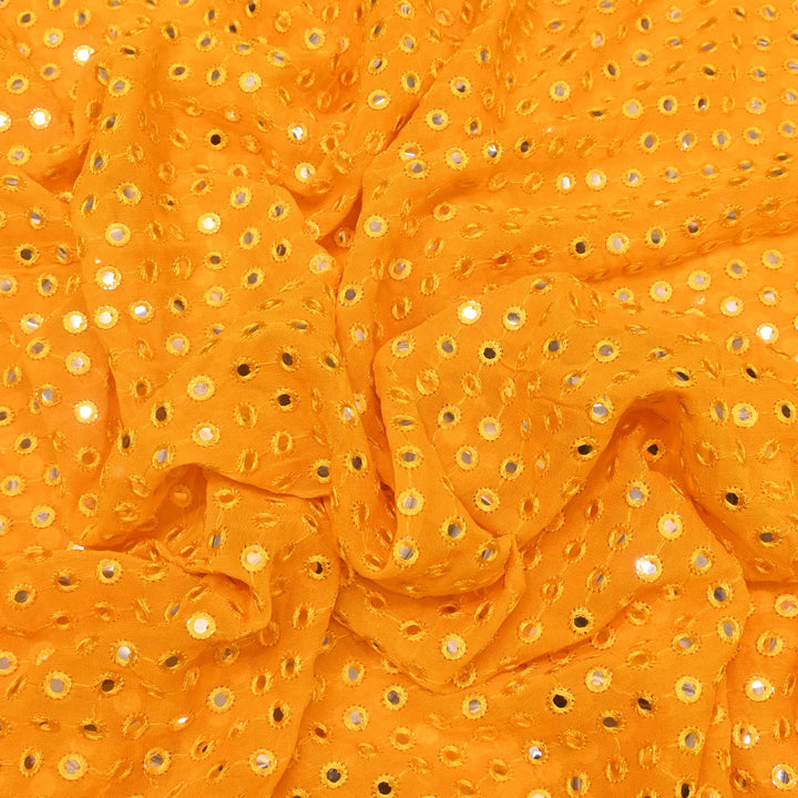 Dyed Viscose Georgette Mirror Embroidery Fabrics