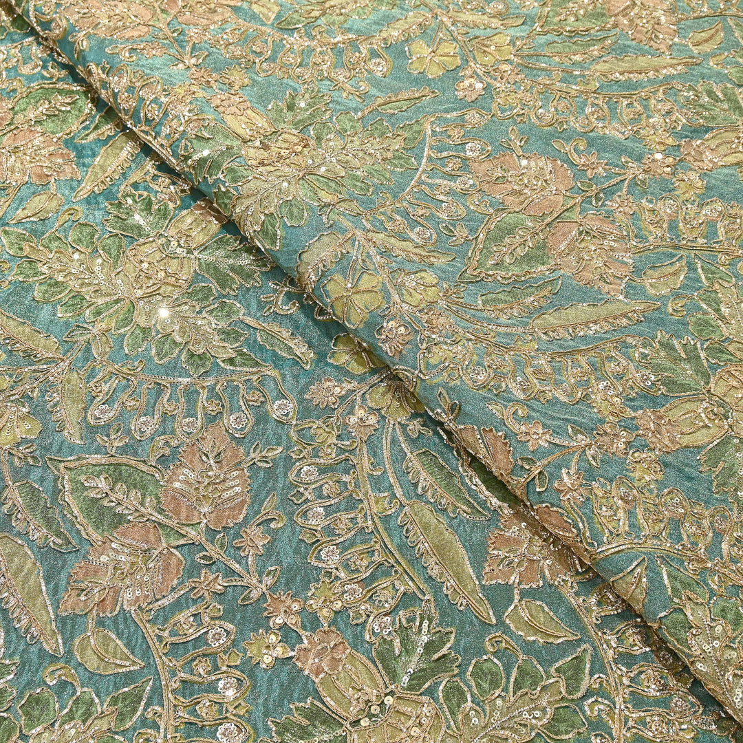 Dyed Tissue Gota Patti Embroidery Fabric | VI3548C-04