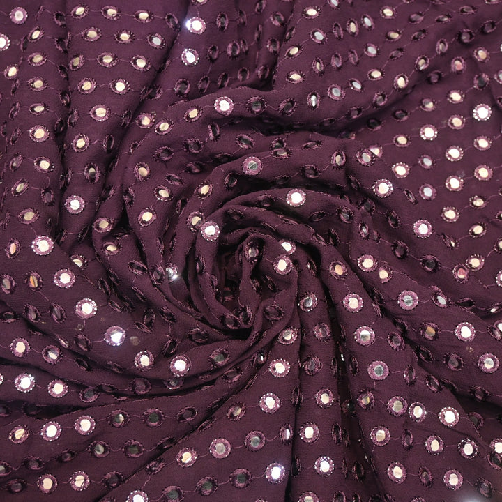 Dyed Viscose Georgette Mirror Embroidery Fabrics