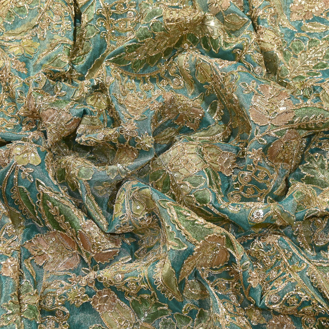 Dyed Tissue Gota Patti Embroidery Fabric | VI3548C-04
