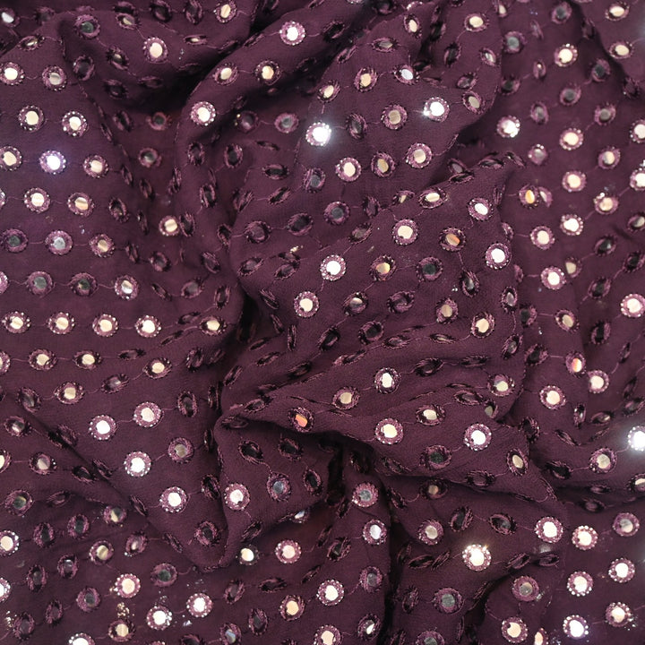 Dyed Viscose Georgette Mirror Embroidery Fabrics