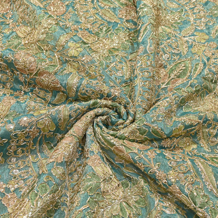Dyed Tissue Gota Patti Embroidery Fabric | VI3548C-04