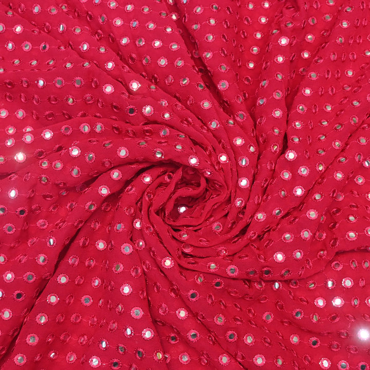 Dyed Viscose Georgette Mirror Embroidery Fabrics
