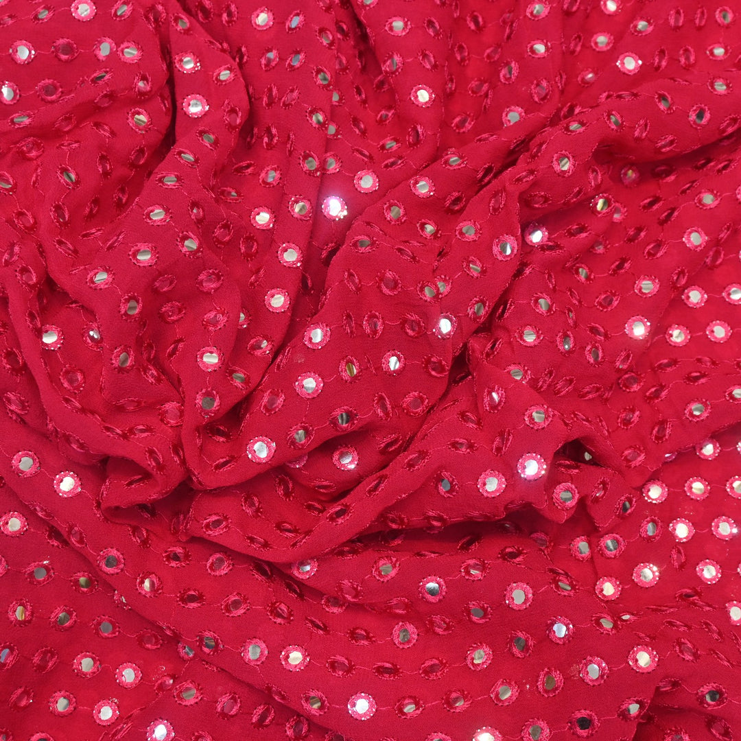 Dyed Viscose Georgette Mirror Embroidery Fabrics