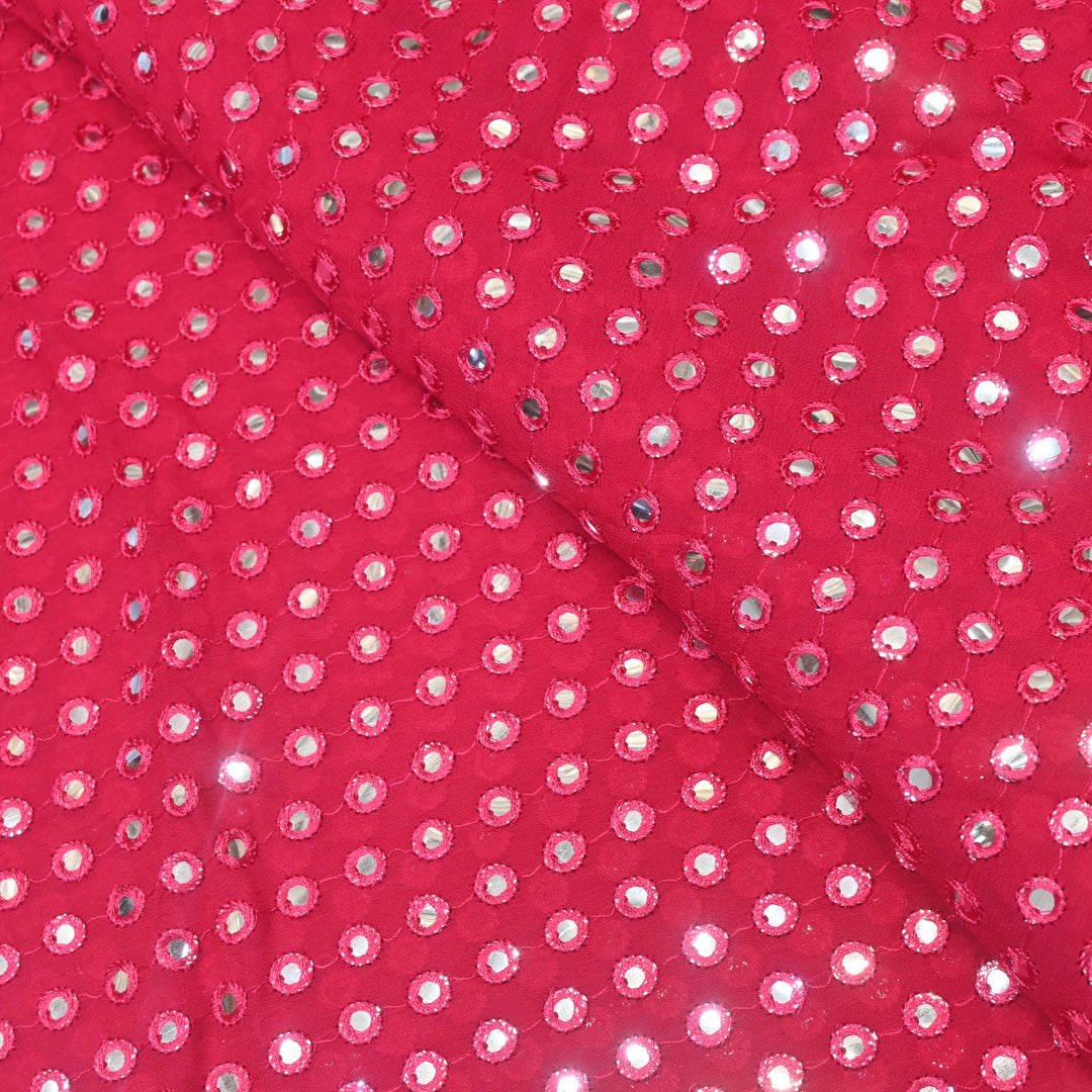 Dyed Viscose Georgette Mirror Embroidery Fabrics