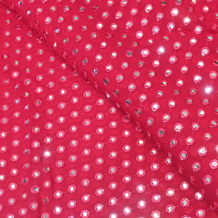 Dyed Viscose Georgette Mirror Embroidery Fabrics