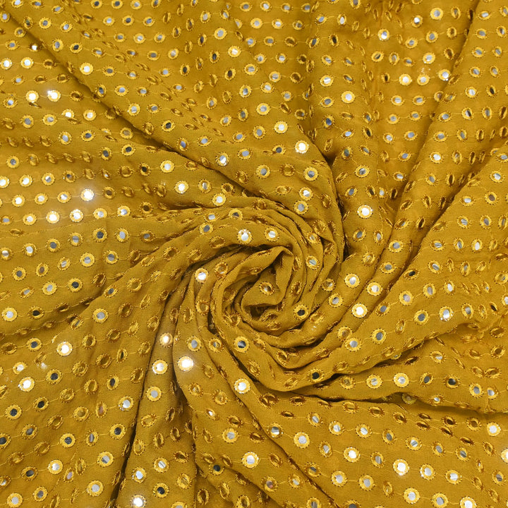 Dyed Viscose Georgette Mirror Embroidery Fabrics