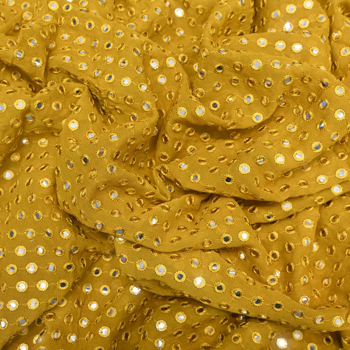 Dyed Viscose Georgette Mirror Embroidery Fabrics