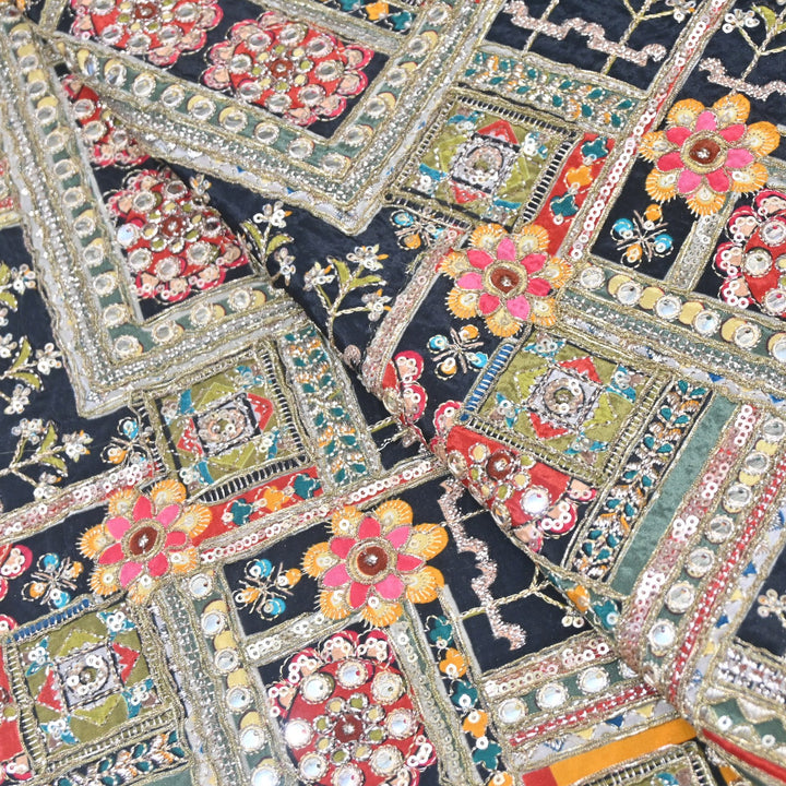 Beautiful Designer Crepe Position Prints, Zari & Sequin Embroidery Fabrics
