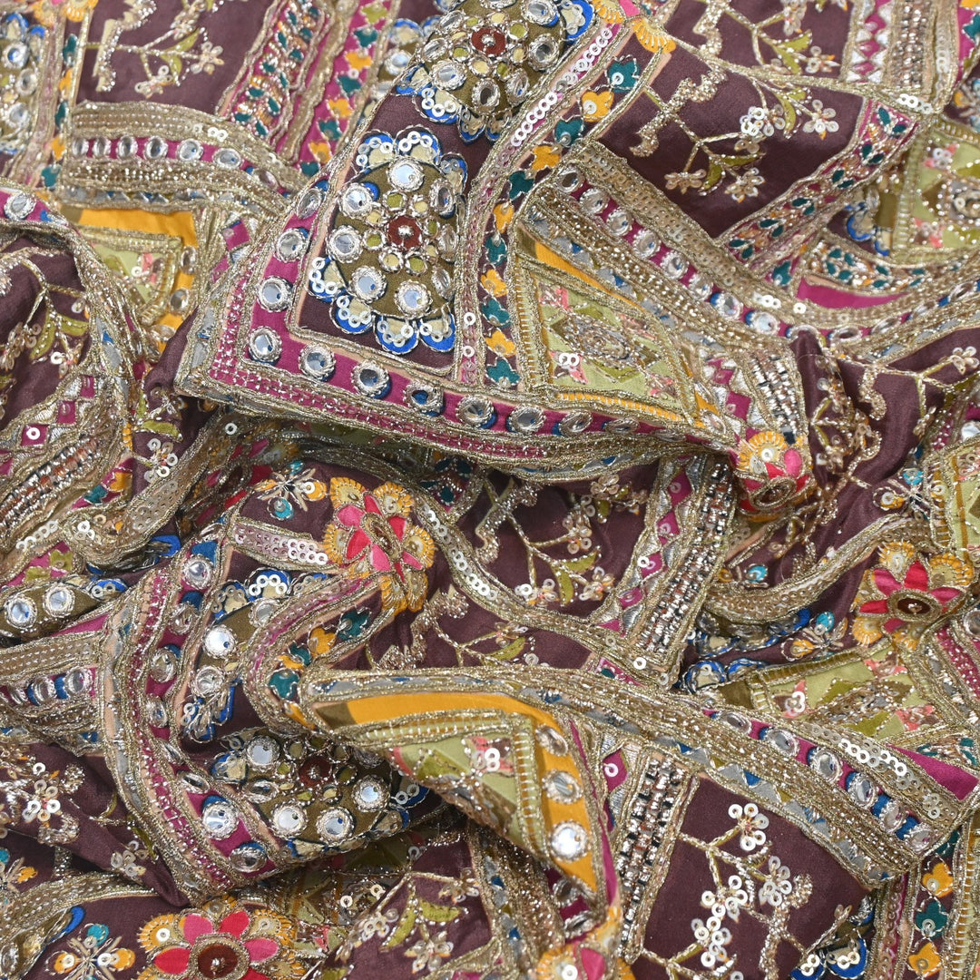 Beautiful Designer Crepe Position Prints, Zari & Sequin Embroidery Fabrics