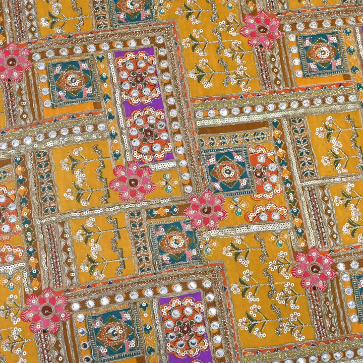 Beautiful Designer Crepe Position Prints, Zari & Sequin Embroidery Fabrics