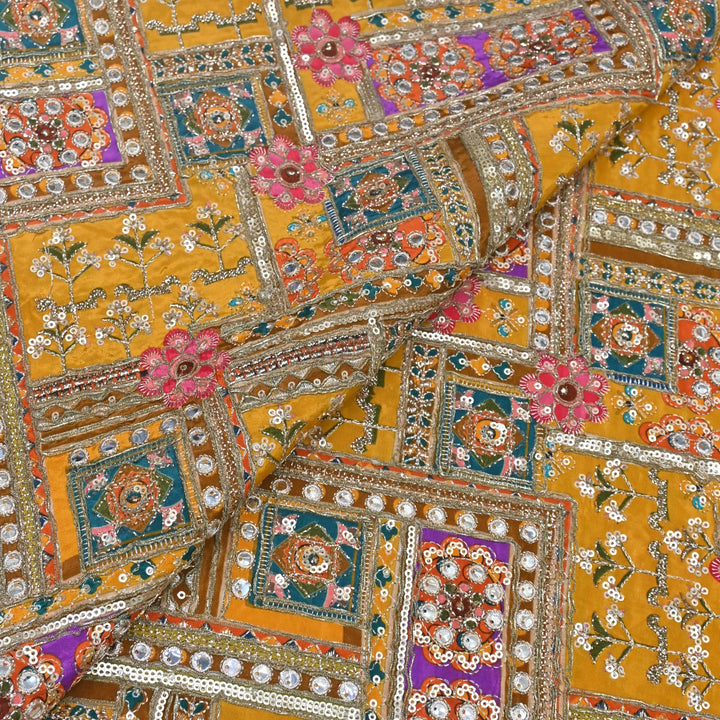 Beautiful Designer Crepe Position Prints, Zari & Sequin Embroidery Fabrics