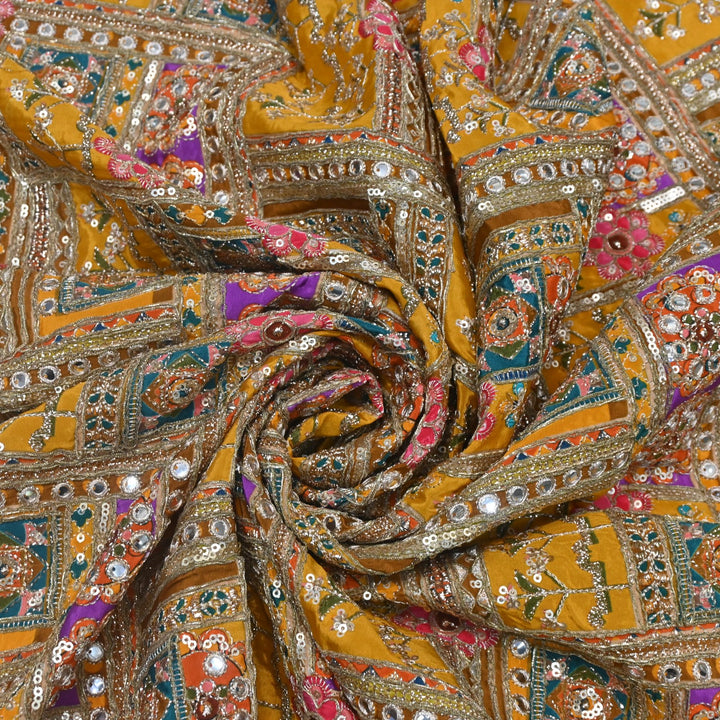 Beautiful Designer Crepe Position Prints, Zari & Sequin Embroidery Fabrics