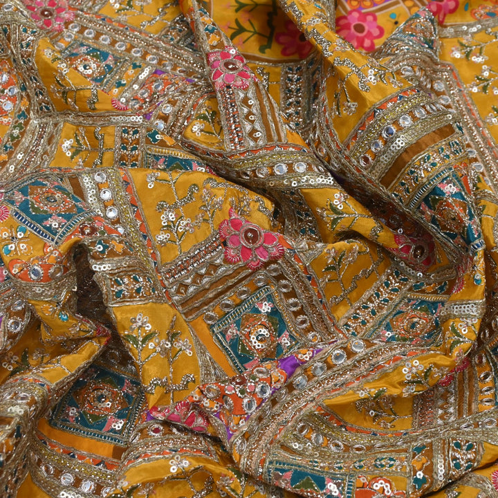 Beautiful Designer Crepe Position Prints, Zari & Sequin Embroidery Fabrics