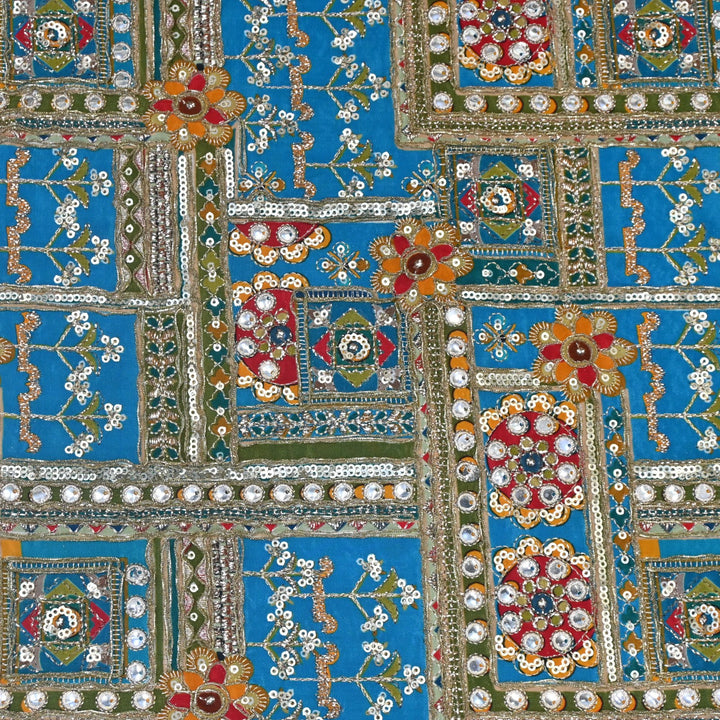 Beautiful Designer Crepe Position Prints, Zari & Sequin Embroidery Fabrics