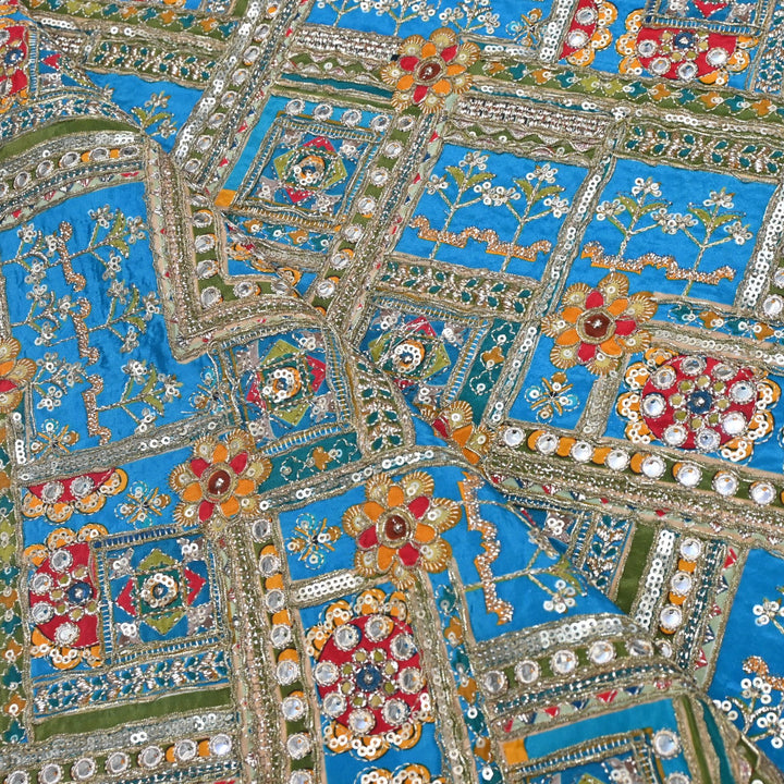 Beautiful Designer Crepe Position Prints, Zari & Sequin Embroidery Fabrics