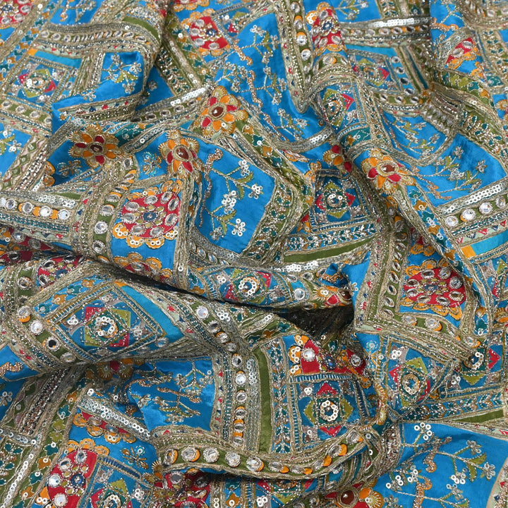 Beautiful Designer Crepe Position Prints, Zari & Sequin Embroidery Fabrics