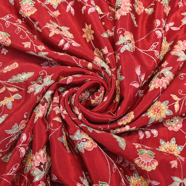 Crepe Position Prints, Zari & Sequin Embroidery Fabrics