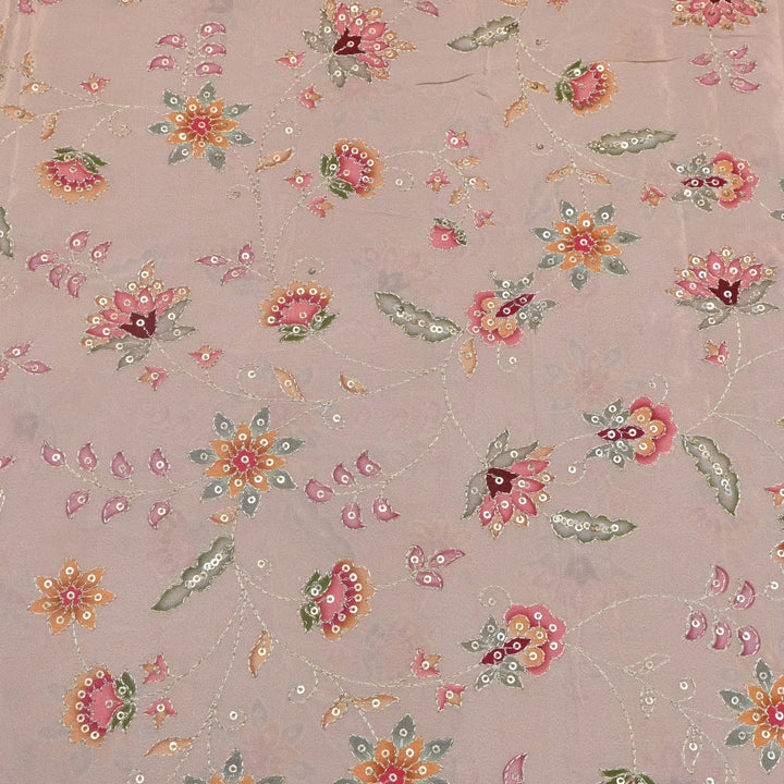 Crepe Position Prints, Zari & Sequin Embroidery Fabrics