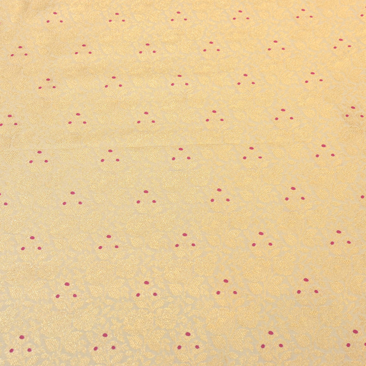 Premium Katan Silk Meena Brocade Fabric | Gold Zari Floral Brocade | OEW325-02