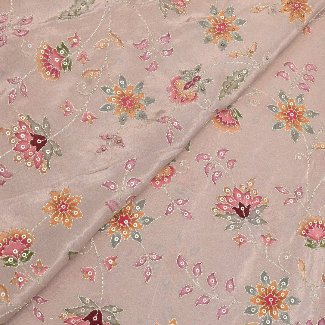 Crepe Position Prints, Zari & Sequin Embroidery Fabrics